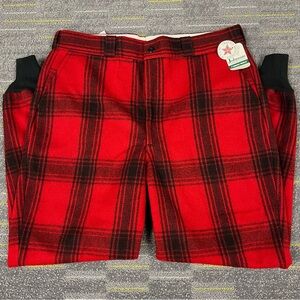 Vintage Johnson Woolen Mills Pants 40x31 Red Plaid Wool Nylon Work Hunting NWT